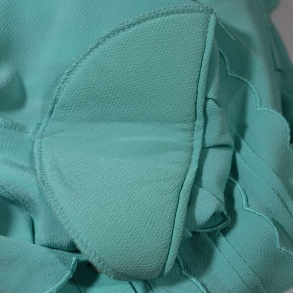 Vintage Asian Teal Blue High Neck Blouse Short Puff Sleeves Small - Picture 10 of 11